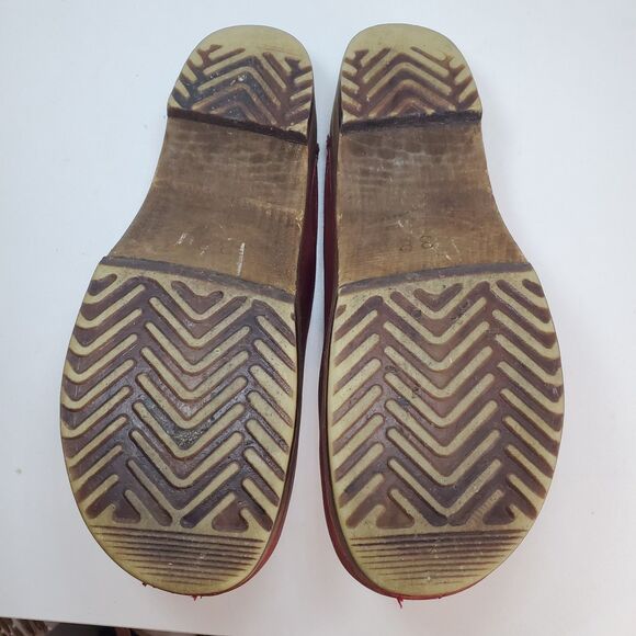 Sanita Womens Sz 8/38 Red Embroidery Mule Clog Danish Wood Boho Lagenlook Hippie - Picture 11 of 11